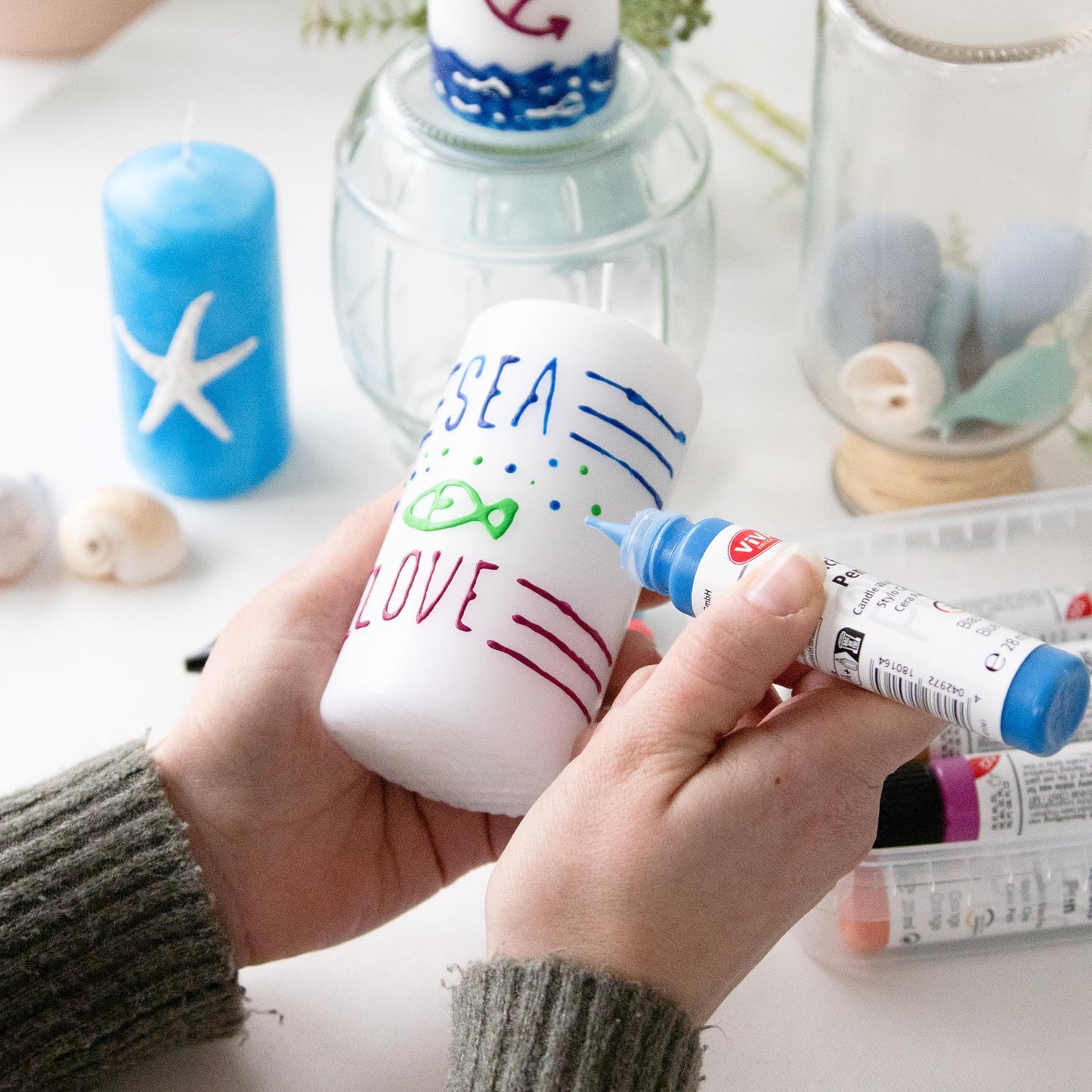 Viva Decor 10-Piece Wax Pen Set Underwater World - Brilliant Candle Painting for Creative Decorations and DIY Projects