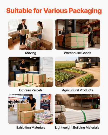 VEVOR Banding Strapping Kit, Heavy Duty Banding Sealer Tool with 1000 ft Length PET Band, 300 Metal Seals, Plastic Manual Pallet Packaging Strapping Kit for Warehouse/Shipping/Moving/Home, Orange