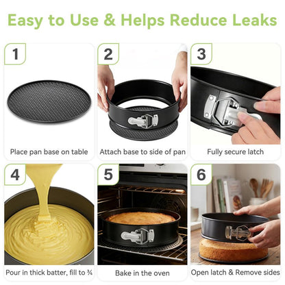 USLAI Springform Pan, 4/6/7/8/9/10 Inch Nonstick Cheesecake Pan with Removable Bottom, Easy to Clean, Ideal for Baking Cakes, Pies and Quiches - 6 Inch