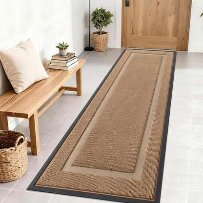 OLANLY Waterproof Front Door Mat - All-Season Indoor/Outdoor Doormat, Sturdy Natural Rubber, 71x23, Light Brown
