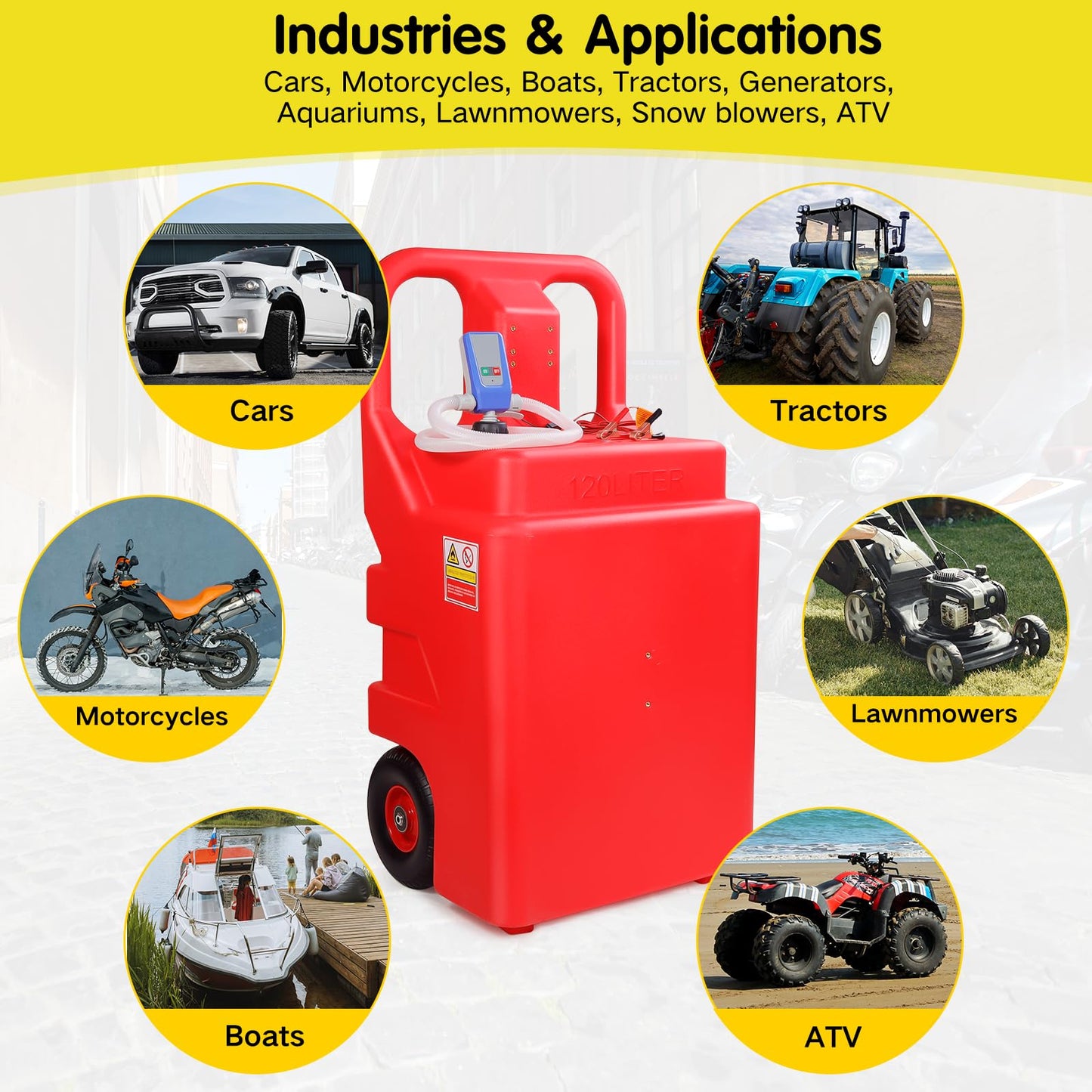 Automatic Fuel Transfer Pump with 32 Gallon Portable Fuel Caddy Tank, Auto-Stop Sensor Nozzle, AA Battery/12V DC 2 Power Modes, Tank Adapters, for Gasoline Diesel Fuel DEF Urea