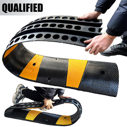 WKINGBOOM 2 Channel Rubber Speed Bumps Humps, 6 Feet Long Traffic Driveway Ramp with 8 Bolts, 22000 lbs Capacity Cable Protector Ramp for Garage Gravel Roads Asphalt Concrete, 2 Packs