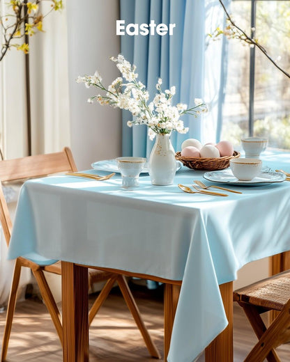 Pureegg Plastic Table Cloth Disposable 10 Pack, 54 x 108 Inch Table Cloths, Easter Party, Picnic, Wedding, Decorative Tablecloths, Rectangle, Baby Blue Plastic Cover, Leakproof & Sturdy, Light Blue