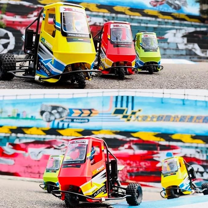 1/8 RC X-Rider Flamingos 2.4G 3WD 2 in 1 ESC High Speed Rc Car Electric Tricycle Motorcycle Tricycle RTR Drift Adult Vehicles Collection Model (Yellow)