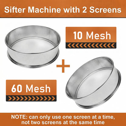 Automatic Sieve Shaker Machine, 110V Stainless Steel Vibrating Sifter with 10 & 60 Mesh Screens for Flour & Powders