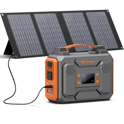 Solar Power Bank Generator with Panels, 300W Portable Power Station with Solar Panel 40W, 110V Pure Sine Wave AC Outlet Battery Generator for Outdoor RV Camping Laptop Home Use with Solar charger