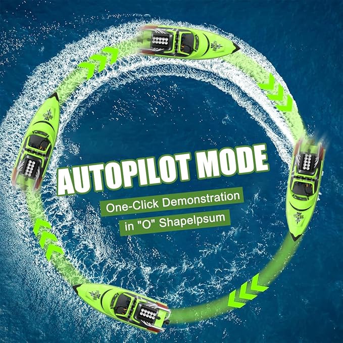 RC Boat for Kids Adults 2.4GHz Remote Control Boats with LED Light for Pool Lakes Water 20MPH Fast Speed Racing Jet Boat Boat Toy for Boys Girls 2 Rechargeable Batteries 40+ Mins Green