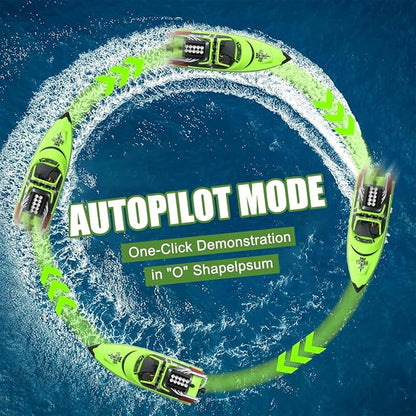 RC Boat for Kids Adults 2.4GHz Remote Control Boats with LED Light for Pool Lakes Water 20MPH Fast Speed Racing Jet Boat Boat Toy for Boys Girls 2 Rechargeable Batteries 40+ Mins Green