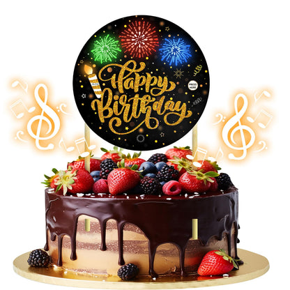 Birthday Cake Toppers，with Light and Music, Blowable，Birthday candles，Fabulous Cake Decoration for girl or Women– Plays Hit Song 'HAPPY Birthday' (Black Gold)