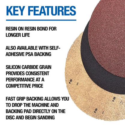 Mercer Industries 44817020 Silicon Carbide Floor Sanding Disc, Double Sided, 17" x No Hole, Grit 20Comb, 20-Pack