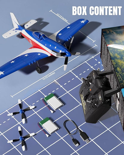 VOLANTEXRC RC Plane 4 Channel Remote Control Airplane P51d Mustang with Gyros Aileron Aerobatics 3 Modes to Fly for Adults &amp Beginners (Multi Color)