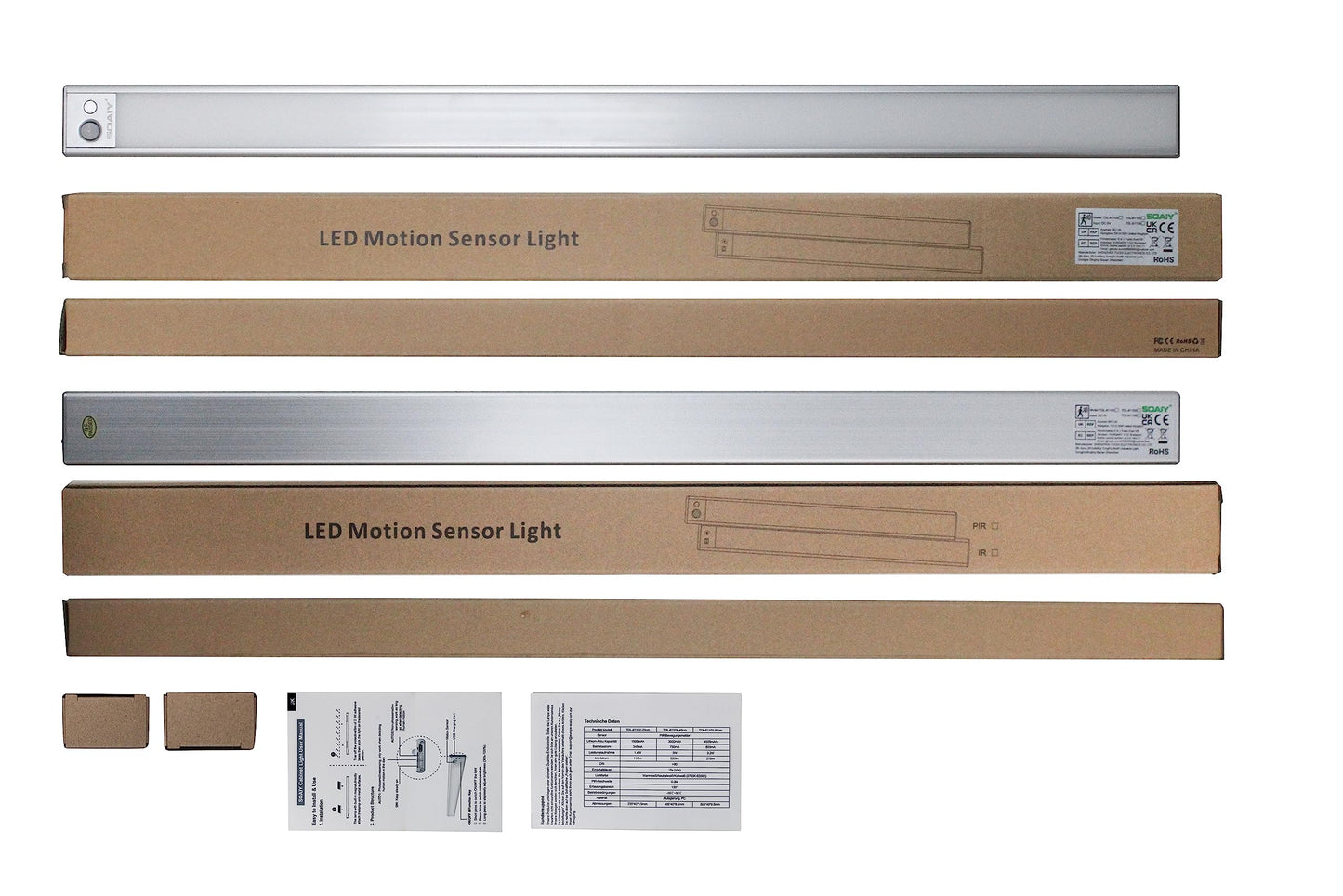SOAIY LED Dimmable Under-Unit Light 60 cm Kitchen Lamp 4500 mAh Rechargeable Cabinet Lighting with Motion Sensor 3 Light Heat 2700 K - 6500 K Magnetic Light Strip for Kitchen Cabinet Wardrobe Bathroom