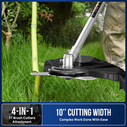 Wild Badger Power 40V Brushless Weed Wacker, String Trimmer/Edger, Hedge Trimmer and Brush Cutter Blade, Pole Saw, Attachment Capable 4-in-1 Multi-Tool Kit with 1 * 40V 4Ah Battery and 1*Charger