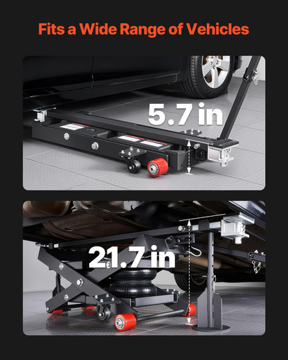VEVOR Air Portable Car Lift, 6613 lbs/3 Ton Capacity, 21.7 inch Max Height, Adjustable Portable Air Car Lift with Airbag, Support Stands, Wheel Chocks, Rubber Pads, Heavy-Duty for Sedan SUV Pickup