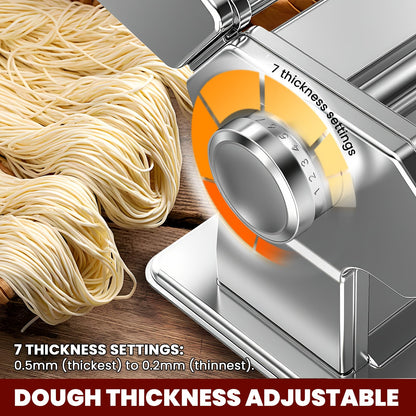 NEWTRY Electric Pasta Maker Machine Noodle Making Dough Roller Press with Detachable Motor 0.2-0.5mm Dough Sheet Thickness Adjustable 1.5mm Pasta 6mm Fettuccine Cutter 110volt for Home Use