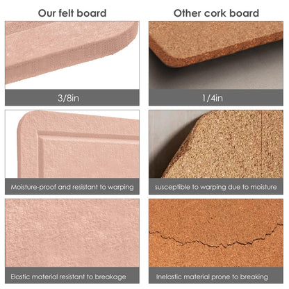 Lightomorrow Bulletin Board, 24 x 18 inches Felt Board Decorative Pin Board, Cork Board Alternative for Wall, Foldable Photo Board Self-Adhesive Vision Board Mood Board with 20 Pushpins - Mauvey Pink