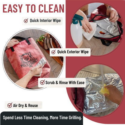 BBQ Blanket for Resting Meat (18in). Washable Insulated BBQ Bag, Reusable Meat Resting Cooler, for Brisket/Pork/Steak Gifts for Husband, Dad, BBQ Enthusiast, Gifts for Fathers Day