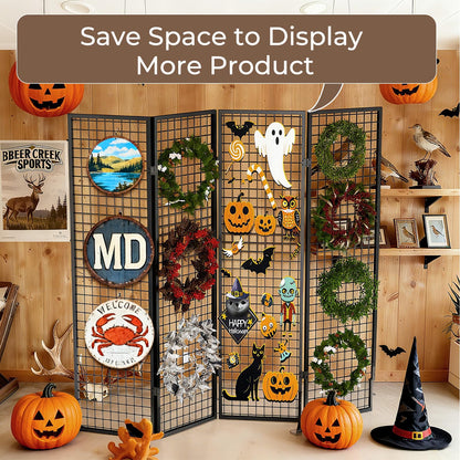 DEMEGA Grid Wall Panels Foldable Gridwall Panel Display Stand Art Show Display Panels for Vendor Events Craft Shows Merch Display