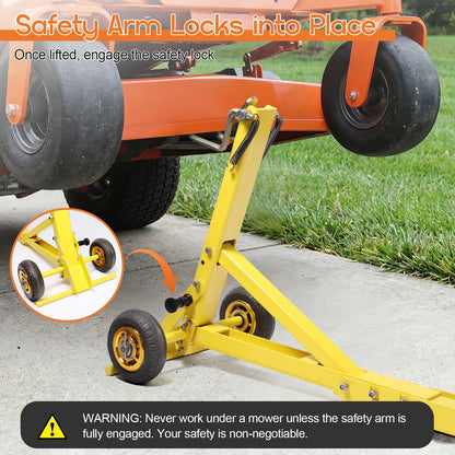 Kodilin Heavy-Duty Mower Lift Jack – 800 lbs Capacity, Thick Q235 Steel, Portable Lawn Mower Lift with Safety Arm for Zero Turn & Riding Mowers