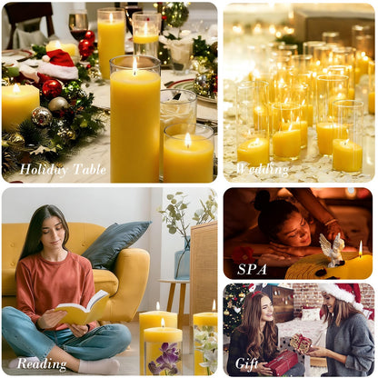Aufien Candle Sand with Wicks, 21.4 Oz Pearled Candle, DIY Bead Powder Sand Wax Making kit Refillable Non Toxic for Handmade, Mother's Day Wedding and Halloween Christmas Decorations Yellow