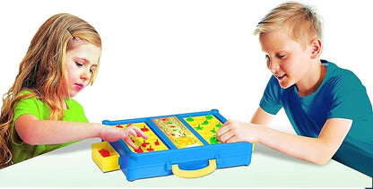 MUKIKIM Scramble - Shape Matching Family Board Game! Sorting Shapes Fast Before The Time is Up &amp Pieces Pop Out! Play Solo/with Friends. 12-Shape Junior Version Plates Included!