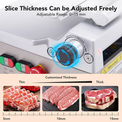 Commercial Meat Slicer with 12.6" Carbon Steel Blade, 550W Automatic Meat Slicer Machine, Professional Double-motor Food Cutter with Adjustable Thickness From 0 to 15mm for Commercial Use, Low Noise