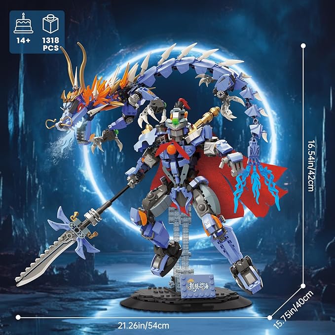 NUTCRACKER Mech Dragon Building Set for Adult Dragon Teng Four Sea — Ying Long Toy Building Set Figure Robot Home Collection Display Model Easter Birthday Gift for Teens Boys Girls 14+ (1318 Pcs