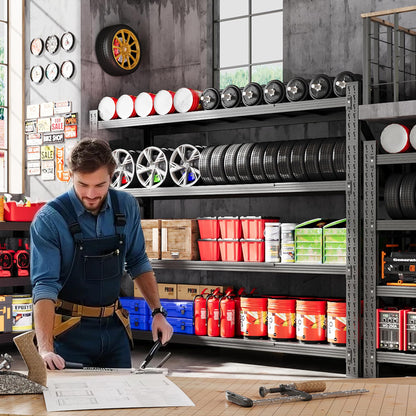 79”W Garage Shelving Heavy Duty, 6000LBS Metal Storage Shelves, 24” Deep Storage rack shelf, Steel Tall Industrial Shelving , 4 Tier Adjustable Standing Shelf for Warehouse / Shop 79"W x 24"D x 79"H