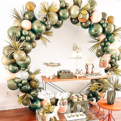 PartyWoo Metallic Green Balloons 50pcs 12 Inch Metallic Sage Olive Green Boho Neutral Balloons for Graduation Wedding Engagement Baby Shower Woodland Jungle Birthday Party Decorations Green-G126