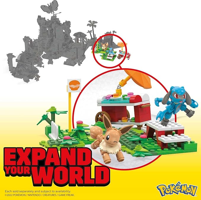 MEGA Pokémon Action Figure Building Toys Set Pokémon Picnic With 193 Pieces 2 Poseable Characters Eevee and Riolu Gift Idea For Kids