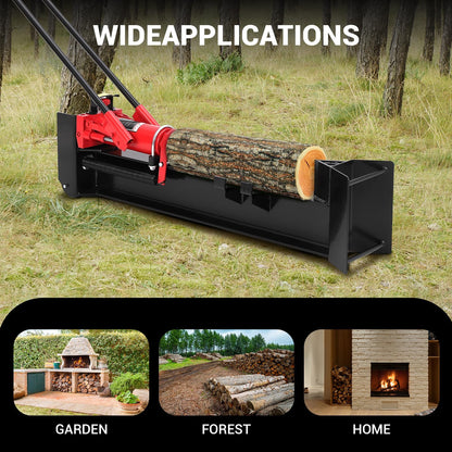 EliteEdge 12 Ton Manual Hydraulic Log Splitter, Heavy Duty Horizontal Firewood Splitter with Steel Frame & Transport Wheels for Farm, Backyard & Homestead