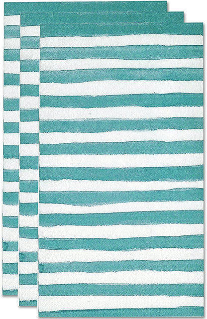 Gift Boutique Blue Stripe Guest Napkins Disposable Teal Aqua Paper Napkins for Bathroom Wedding Baby Shower Powder Room Decor