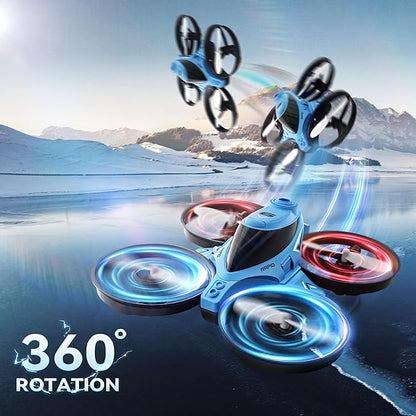 XOS Mini 3 in 1 Indoor &amp Outdoor Remote Drone RC Airplane Plane RC Quadcopter Multirotor Helicopter RC Car &amp RC Boat with Auto Hovering 3D Flips Headless Mode for Kids Birthday Gifts