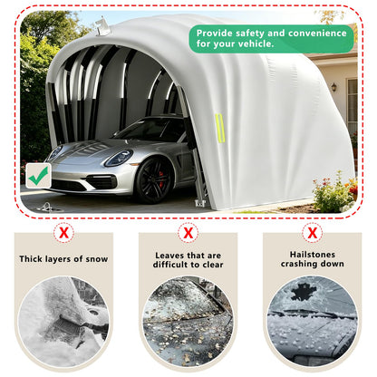Retractable Foldable Carport, 19.35 x 8.8 ft Stainless Steel Portable Car Garage, All-Weather Collapsible Car Shelter with Ground Lock, Heavy Duty Car Canopy Tent for SUV, Grey (5.9M, Stainless Steel)