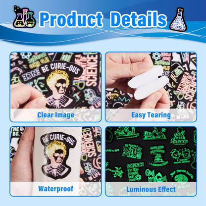 50 Pcs Cool Neon Travel Scenic Water Bottle Stickers for Kids, Glow in The Dark Vinyl Waterproof Laptop Decals for Adults, Phone Case Guitar Luggage Laptop Skateboard Decor
