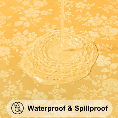 Smiry Round Table Cloth, Waterproof Heavy Duty Vinyl Tablecloths, Wipeable Washable Table Cover for Kitchen and Dining Room (Mustard Yellow, 70" Round)