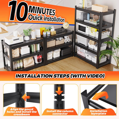 PKDYEZ Garage Shelving Heavy Duty,3000LBS Storage Shelves,Industrial Shelving 5-Tier Adjustable,Garage Storage Shelves,Easy Assembly Storage Shelf for Warehouse,Basement,Office[78" H*46" W*20"]