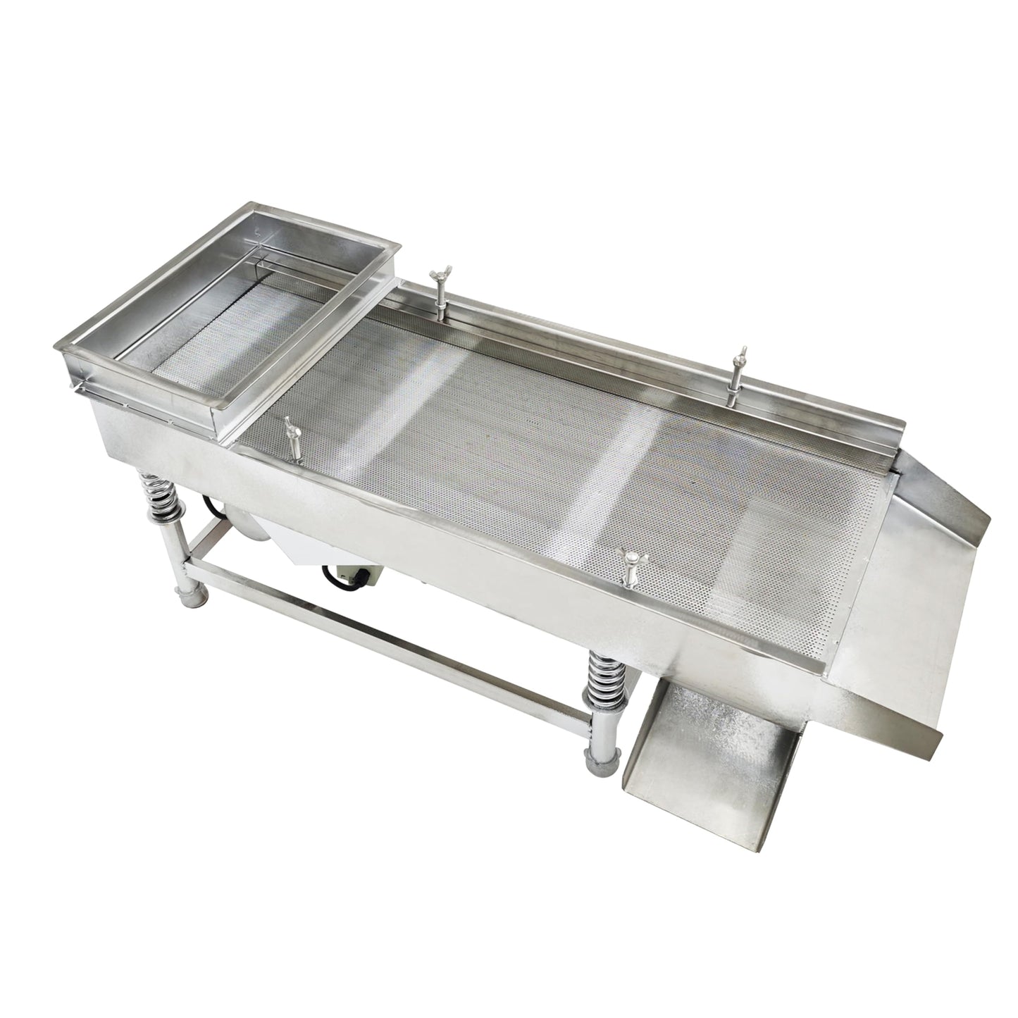 TECHTONGDA Straight Vibrating Sieve Screen Shaker Electric Linear Sifter Machine Stainless Steel One Layer One Motor 1.5mm Screen Size 11.8×29.5inch 110V