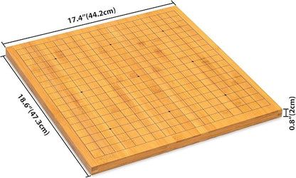 Yellow Mountain Imports Bamboo 0.8-Inch Reversible 19x19 / 13x13 Go Game Set Board with Single Convex Melamine Stones and Bamboo Wood Bowls Set - Classic Strategy Board Game (Baduk/Weiqi)