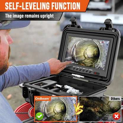 Sewer Camera 230ft, Drain Camera with Self-Leveling, Distance Counter, 512Hz Sonde, 9" HD Plumbing Cameras with 12 LED Lights, IP68 & 32GB DVR, Industrial Endoscope for Duct Sewer Line Pipe Inspection