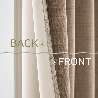 MIULEE Blackout Linen Textured Curtains - Thermal Insulated Copper Brown Drapes | 52 x 90 Inch (2 Panels)