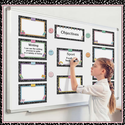 Trandraft 16 Pcs Magnetic Write Wipe Organization Chart Classroom Dry Erase Labels Learning Objectives Board for Whiteboard Goals Targets Classroom Teaching Supplies (Artwork)