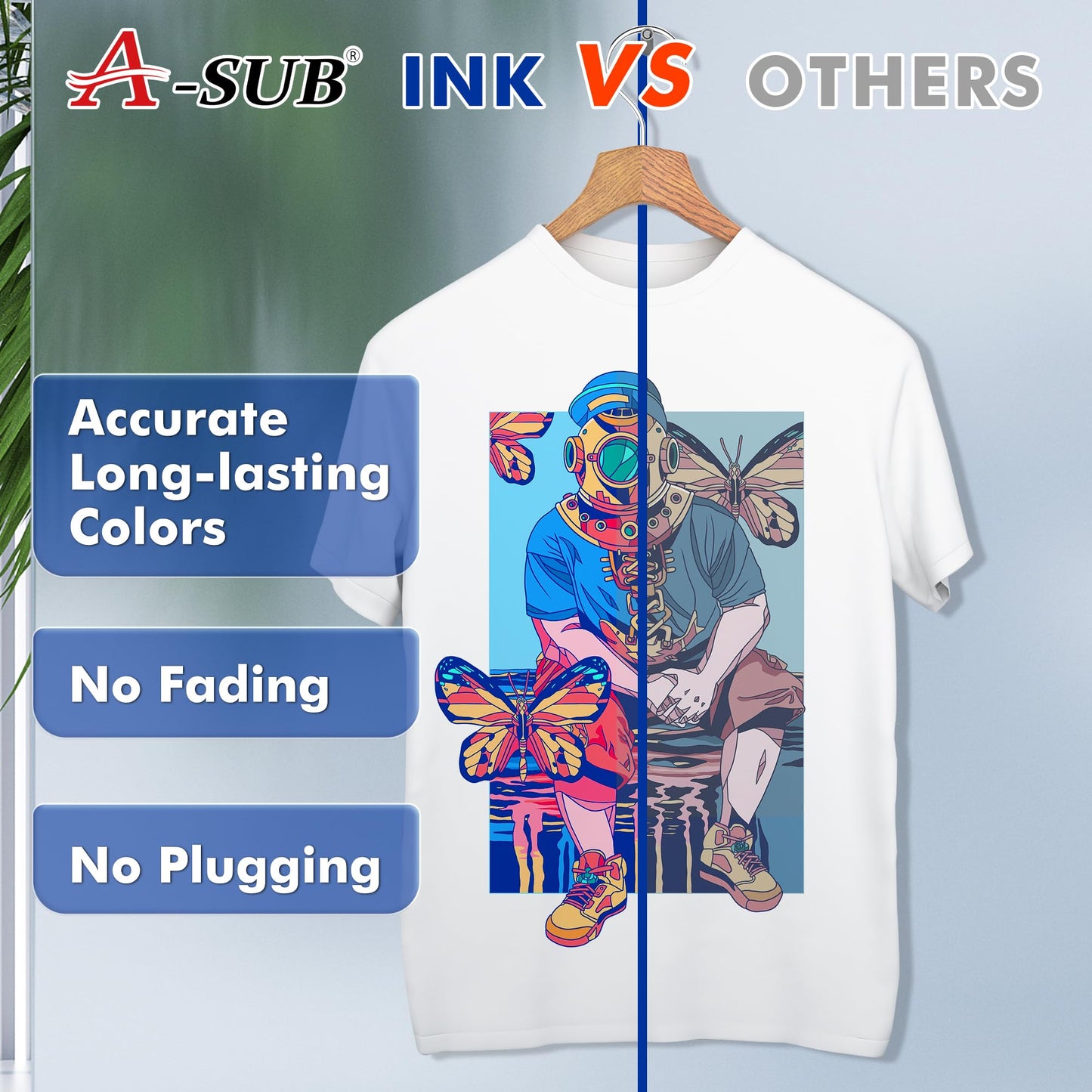 A-SUB 480ML Sublimation Ink Refill Compatible with ET-2720 ET-2760 ET-4760 ET-2800 ET-2803 ET-2850 ET-3760 WF-2830 WF-7710 Inkjet Printers for Heat Transfer Mug, Tumbler, T Shirts