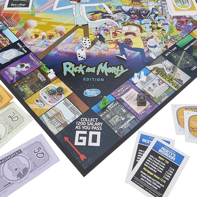 Hasbro Gaming Monopoly: Rick and Morty Edition Board Game Cartoon Network Game for Families and Teens 17+ Includes Collectible Monopoly Tokens (Amazon Exclusive)