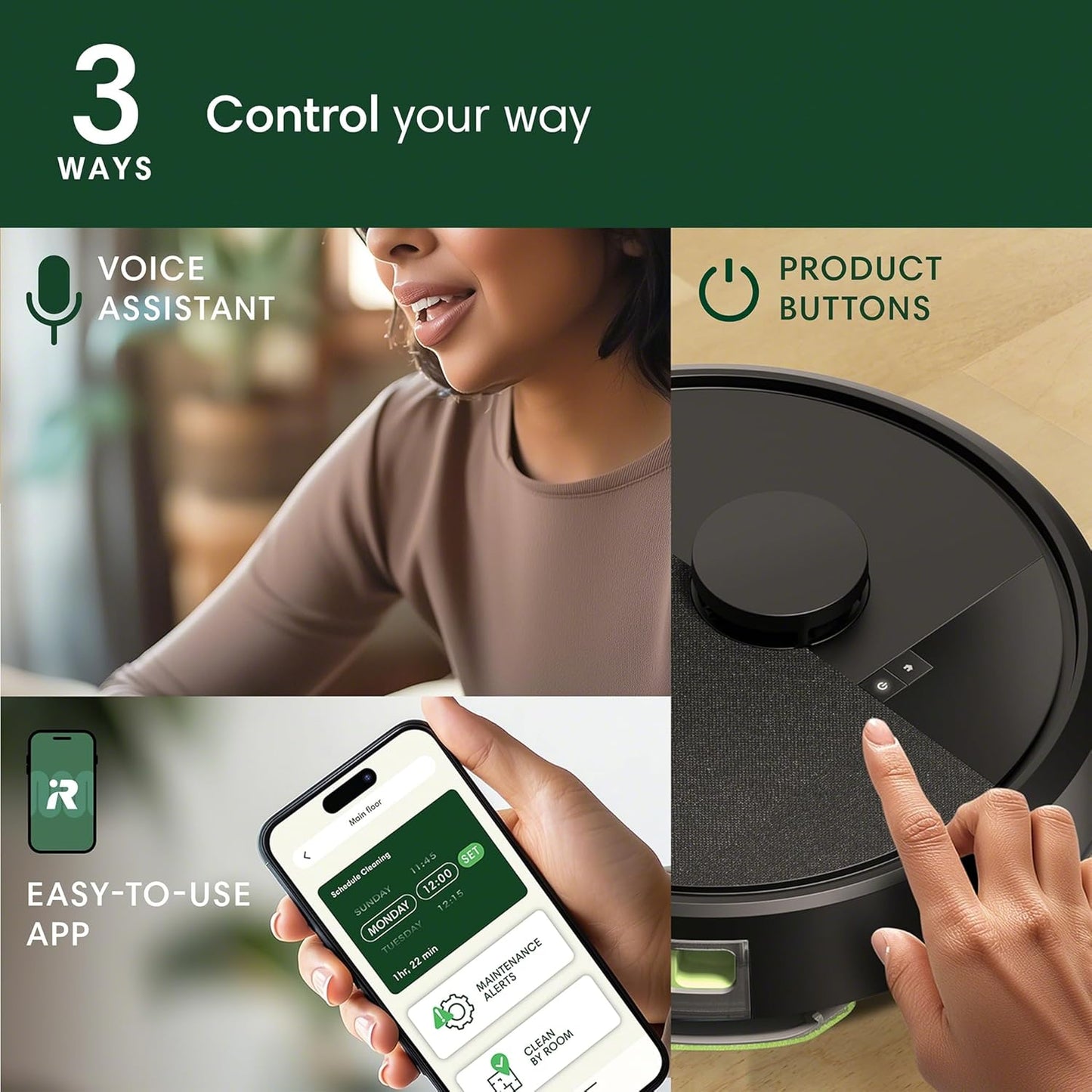 iRobot Roomba 104 2in1 Vacuum & Mop Robot - Self-Empties for 75 Days, Intense Power-Lifting Suction, Vacuums All Floors, Ideal for Pet Hair, LiDAR Smart Navigation Mapping, Mops Hard Floors