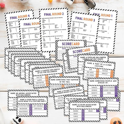 Halloween Party Friendly Feud Game with 2 Answer Buzzers Team Building Feud Cards for Holiday Game Night Fun Trivia Quiz for Groups Office Class