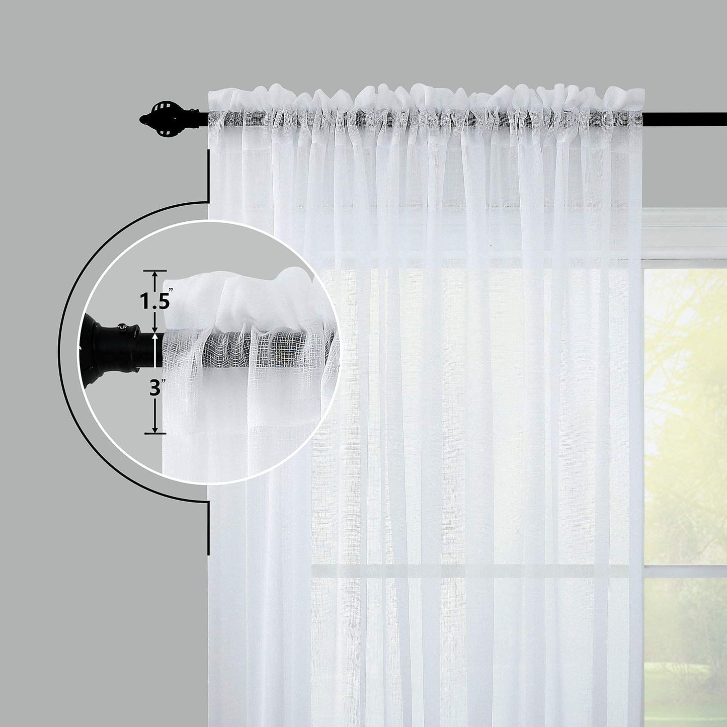 KOUFALL White Sheer Curtains 84 Inches Long 2 Panels,Gauze Cheese Cloth Linen Look Rod Pocket Flowy See Through Curtains for Living Room Bedroom