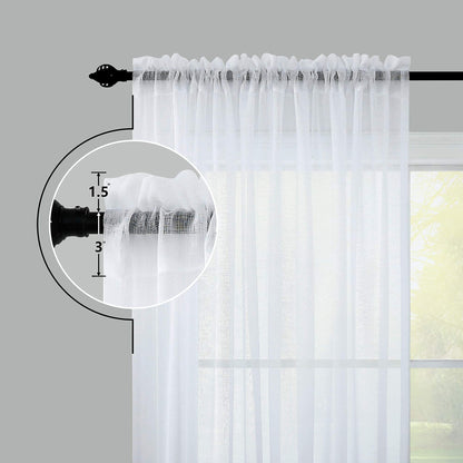 KOUFALL White Sheer Curtains 84 Inches Long 2 Panels,Gauze Cheese Cloth Linen Look Rod Pocket Flowy See Through Curtains for Living Room Bedroom