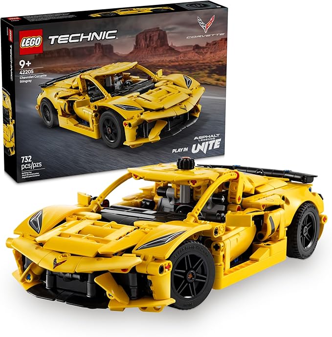 LEGO Technic Chevrolet Corvette Stingray Toy Car - Building Toy Set for Kids Boys and Girls Ages 9+ - Model Car Kit for Display - Gift Idea for Birthday - 42205