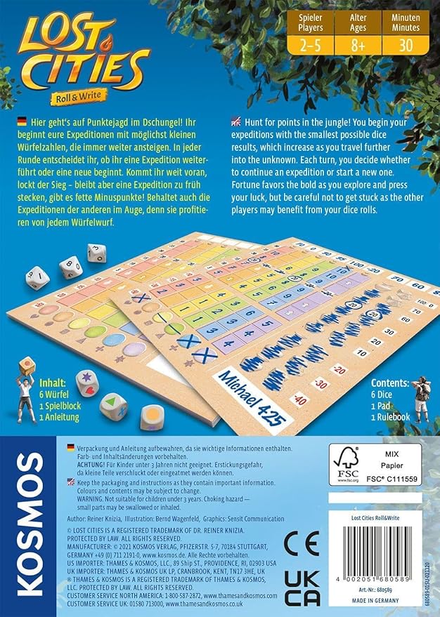 Thames &amp Kosmos Lost Cities: Roll &amp Write | A Family Friendly Game from Kosmos Games |by Reiner Knizia | for 2 to 5 Players Ages 8 and up